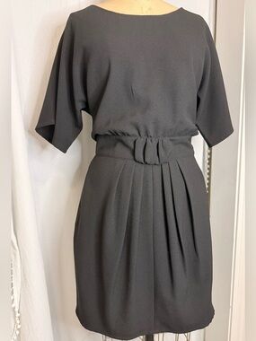 GANNI, Classic Black Belted Crepe Dress sz S